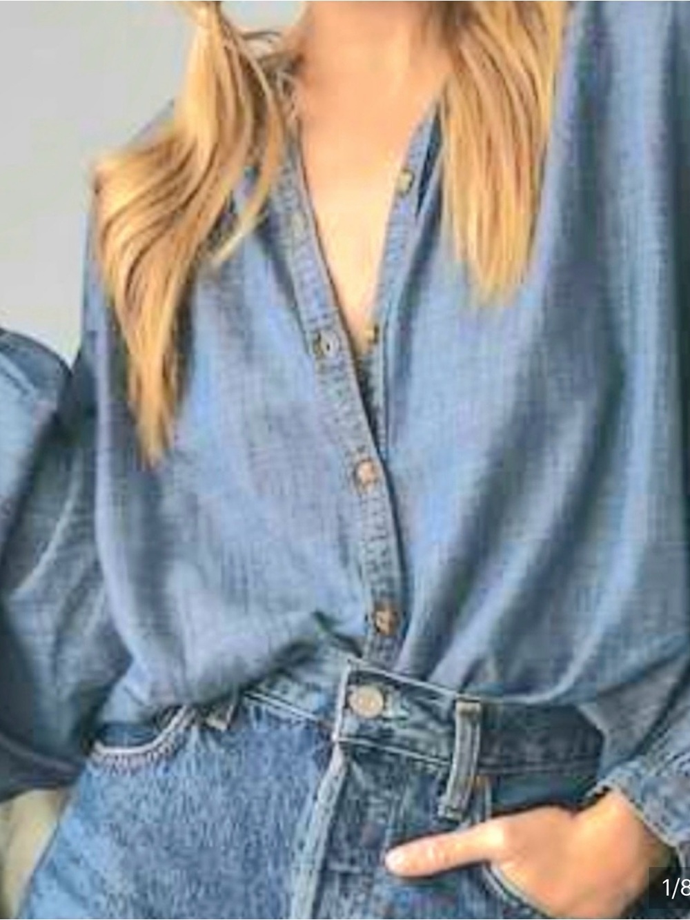 Anthropologie Philco Chambray Batwing Button Down Blouse